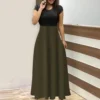 Women's Fashion Casual Loose Printed Round Neck Short Sleeve Long Dresses - Image 13