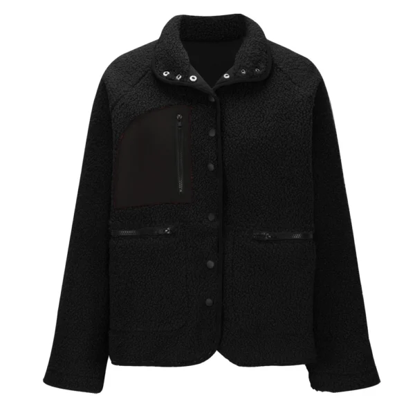 Women's Coat Casual And Fashionable Thick And Warm Solid Color Patchwork Jacket - Image 16