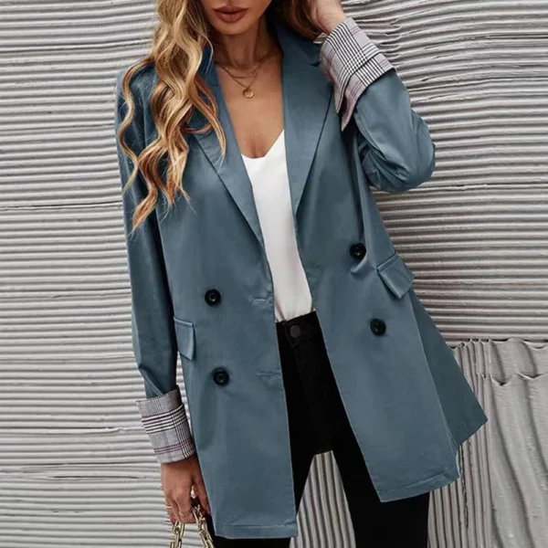 Fashion loose suit solid color collar coat women - Image 11