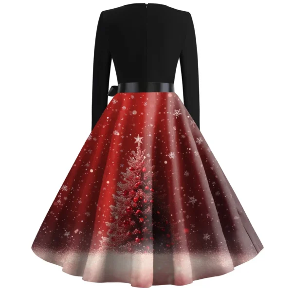 Women's Casual And Fashionable Round Neck Printed Vintage Dress - Image 12