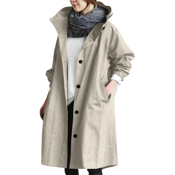 Jacket For Women Casual Plus Size Coat Solid Color Mid Length Windbreaker - Image 17