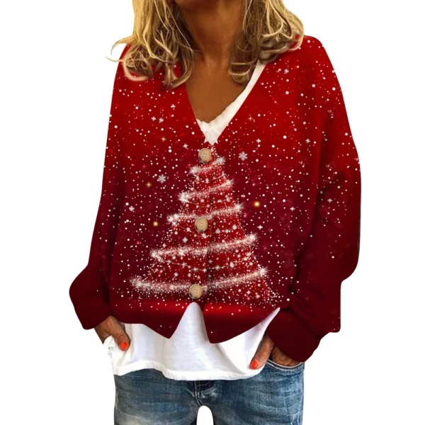 Women's Fashion Short Coat Casual Long Sleeve Printed Single Breasted Plush Top - Image 41