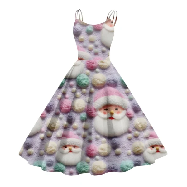 Women's Fashion Christmas Printed Sexy Strapless Gothic Cocktail Dress Punk, - Image 4