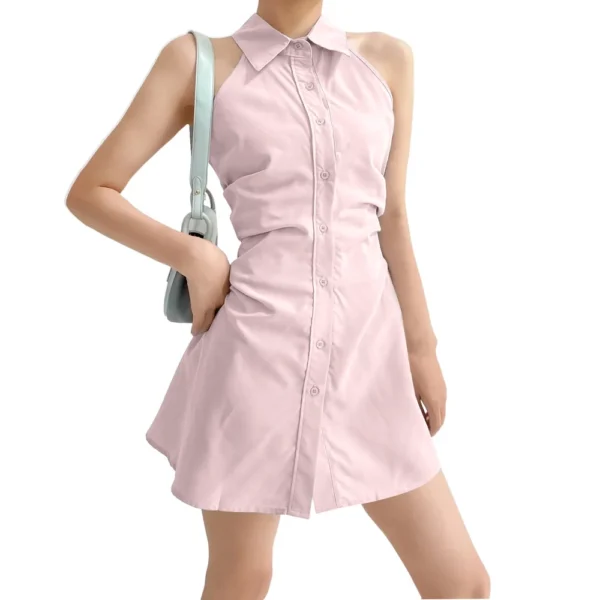 Women's Dresses Lapel Single-breasted Sleeveless Pleated Waist Casual - Image 20