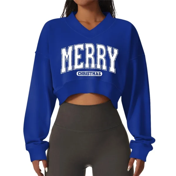 Women's Casual Fashionable Comfortable Padded V-Neck Christmas Printed Long - Image 20
