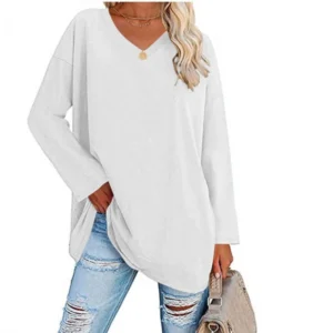 Women's shirt loose collar solid color women's top