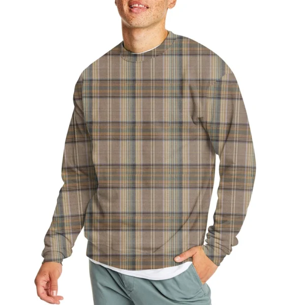 Men's Casual Fashion Comfortable Plaid Round Neck Pullover Sweatshirt Sweatshirt - Image 9