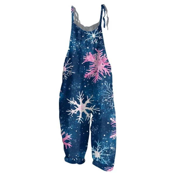 Women's Christmas Shoulder Strap Casual Loose Vintage Jumpsuit Print - Image 20
