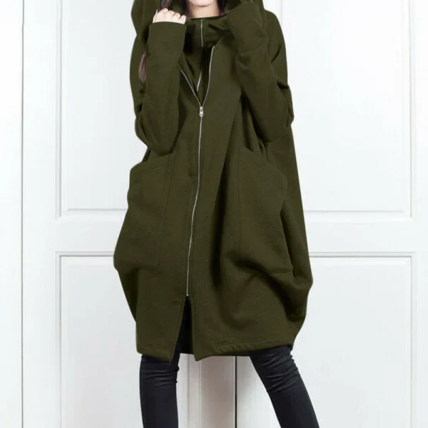 Hooded pocket hoodie zipper coat for women - Image 16