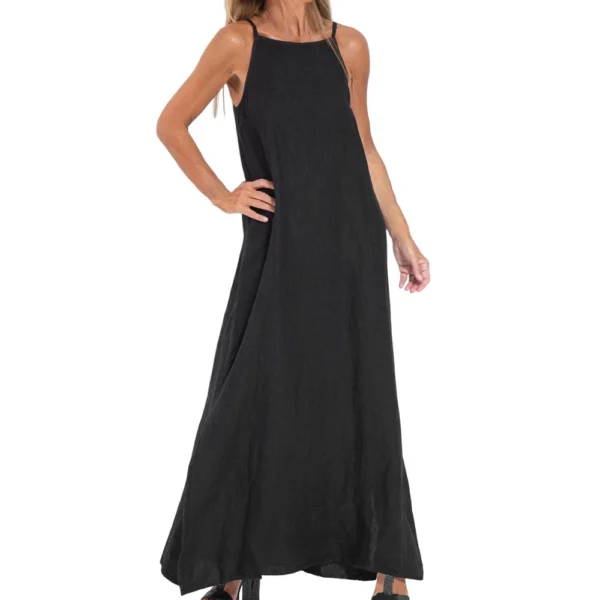 Women's Fashion Casual Loose Cotton Linen Split Sleeveless  Dresses - Image 17