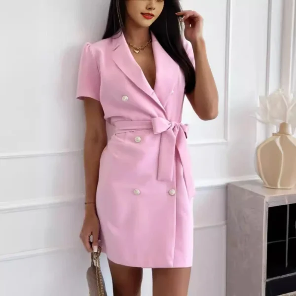 V-neck slim-fitting short-sleeved suit dress - Image 7