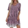 Women's Casual And Fashionable V-neck Short Sleeve Printing Mid Length Dress - Image 2
