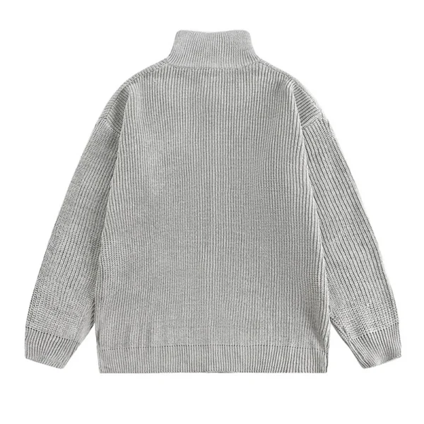 Men'S Loose Stand Up Collar Sweater Knitted Sweater Fashionable Casual Cardigan - Image 11