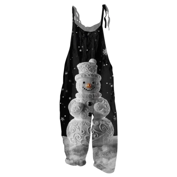 Women's Christmas Shoulder Strap Casual Loose Vintage Jumpsuit Print - Image 5