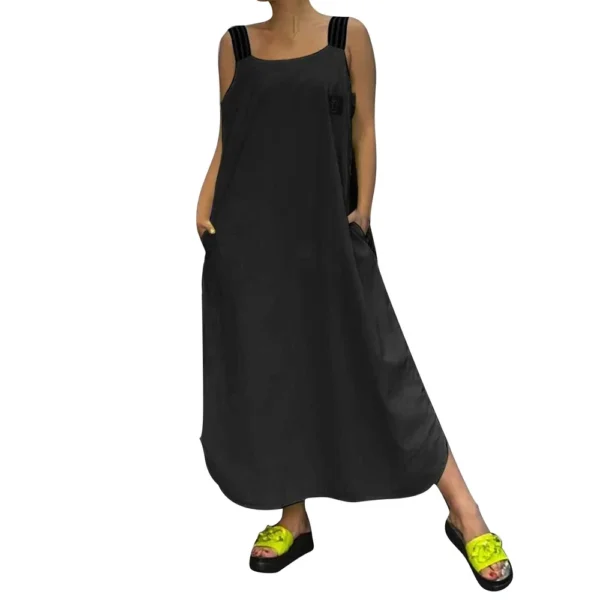 Women's Dresses Intercolor Striped Back Sleeveless Pockets Loose Casual Dresses - Image 4
