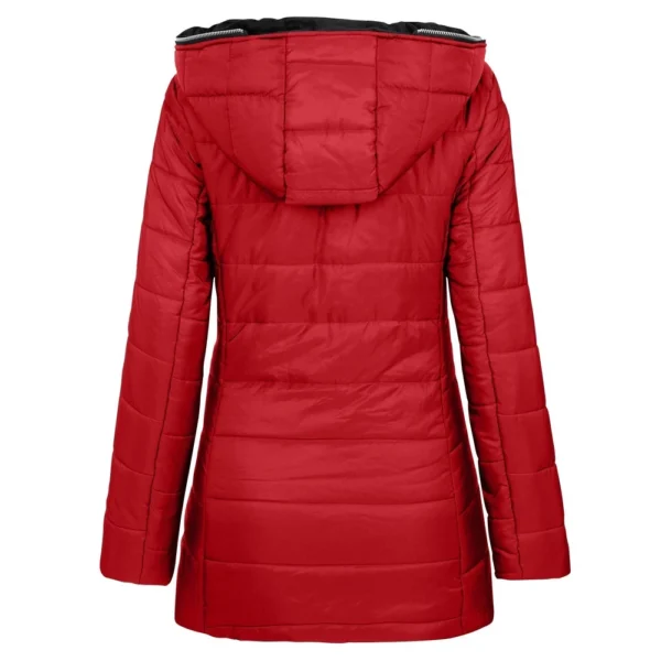 Women's Hooded Warm And Cotton Jacket With Pockets Long Zipper Jacket Cotton - Image 7