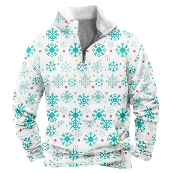 Men's  Loose Casual Fashion Stand Collar Half-Zip Hoodless Sweatshirt - Image 17