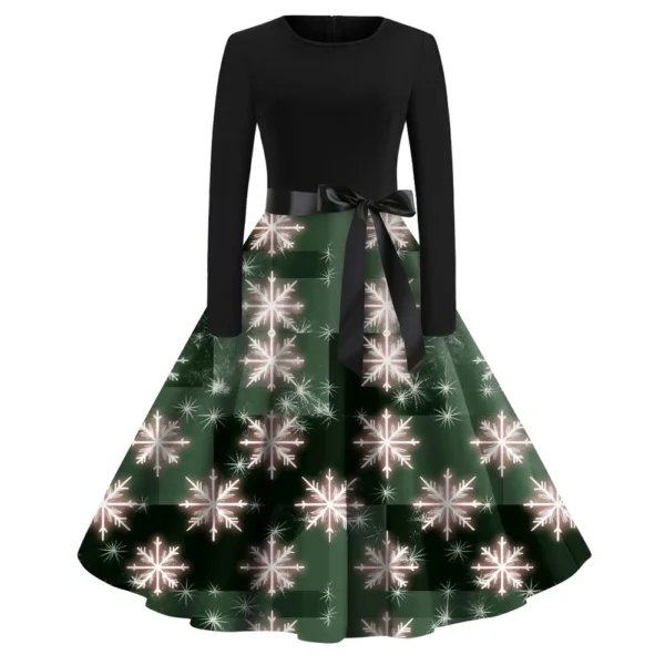 Women's Casual And Fashionable Round Neck Printed Vintage Dress - Image 13
