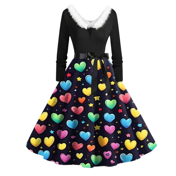 Women's Fashion Round Neck Casual Slim  Printed Long Sleeve Dresses - Image 7