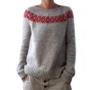 Women's Fashionable Casual Printed Round Neck Pullover Loose Long Sleeved - Image 2