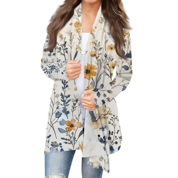 Women's Fashion Casual Vintage Floral Printed Mid-Length Cardigan Jacket - Image 16