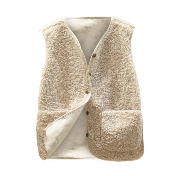Women's Fashion Casual Loose Lamb Wool Female Short   Winter  Vest - Image 4