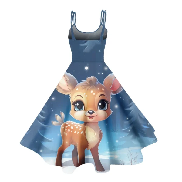 Women's Fashion Christmas Printed Sexy Strapless Gothic Cocktail Dress Punk, - Image 12