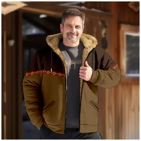 Men's Winter Print Jacket Men's Casual Trend Zipper Hooded Jacket - Image 19