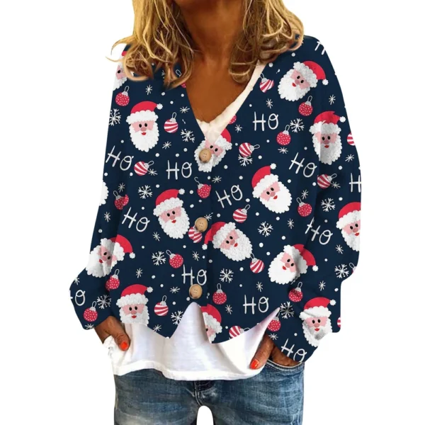 Women's Fashion Short Coat Casual Long Sleeve Printed Single Breasted Plush Top - Image 47