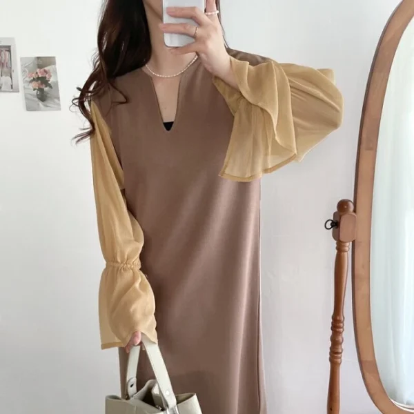 Loose splicing dress long dress - Image 15