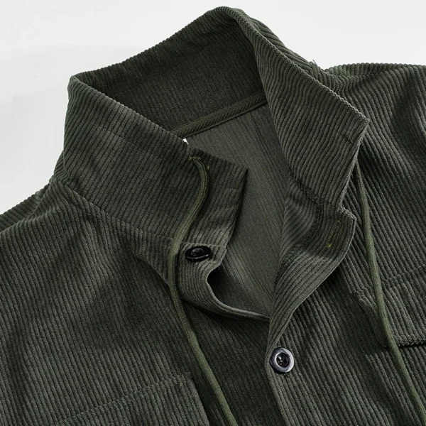 Men's Solid Color Corduroy Lapel Jacket Men's Retro Multi-Pocket Work Jacket - Image 12