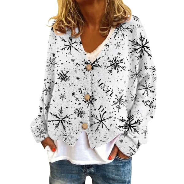 Women's Fashion Short Coat Casual Long Sleeve Printed Single Breasted Plush Top - Image 39