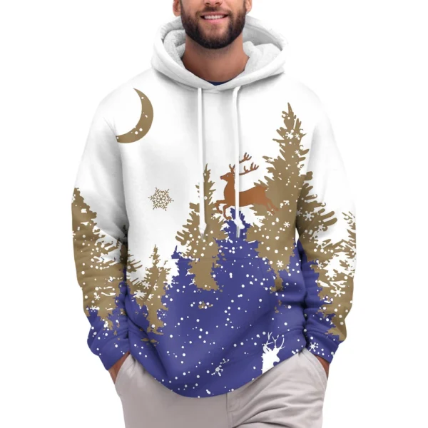 Men's Print Plush Warm Coat Fleece Sweater Casual Coat Pocket Sweater Winter - Image 14