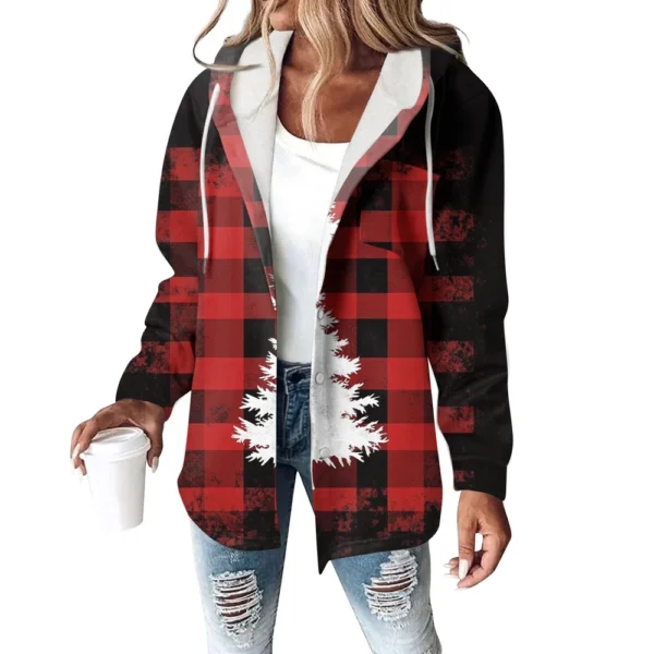 Women's Coat Casual And Fashionable Composite Thick And Warm Printed Hooded - Image 10