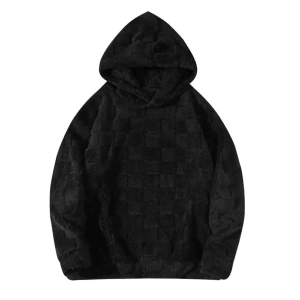 Plaid Loose Winter Plush Hoodie Casual Plus-size Coat For Men - Image 14