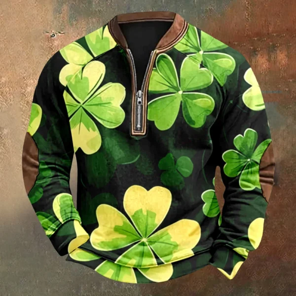 Men's St. Patrick's Day Vintage Casual Zip Sweatshirt Outdoor Casual Top - Image 22