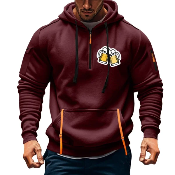 Men's Printed Sweatshirt Hoodie Zipper Arm Pocket Cardigan Men's Sports Large - Image 31