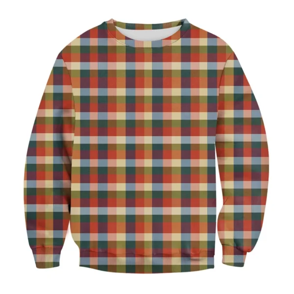Men's Casual Fashion Comfortable Plaid Round Neck Pullover Sweatshirt Sweatshirt - Image 11