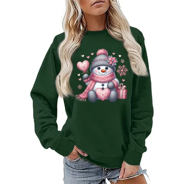 Women's Fashion Casual Round Neck Loose Long Sleeve Solid Color Sweatshirt - Image 19