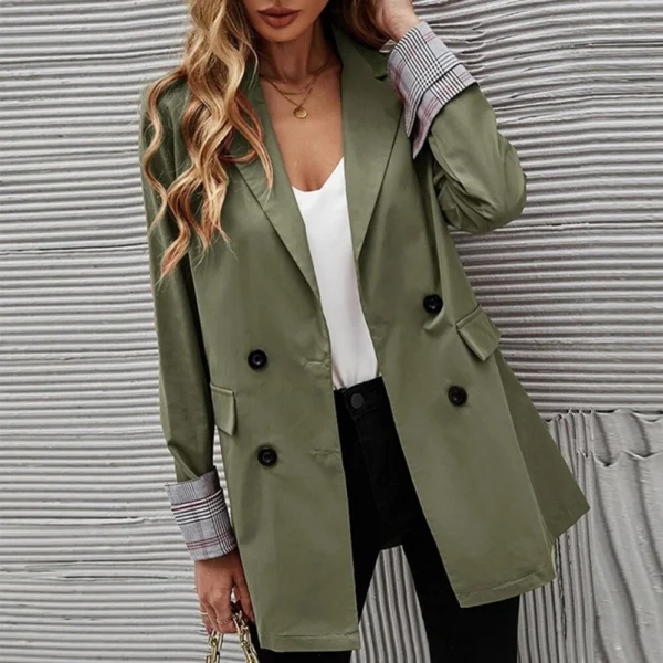 Fashion loose suit solid color collar coat women - Image 2