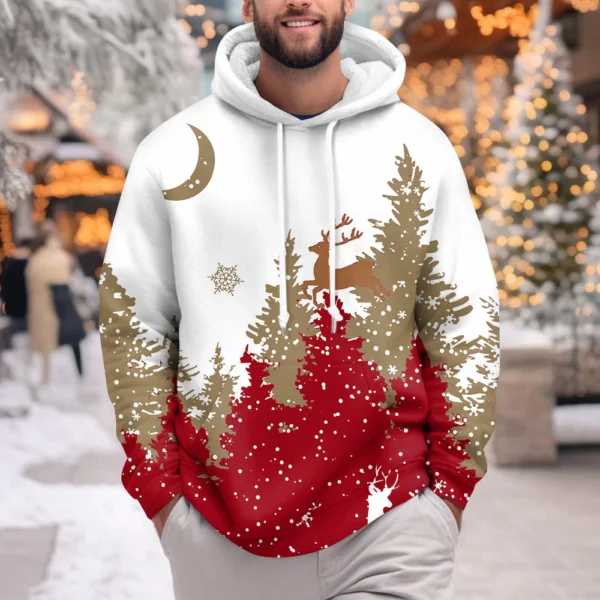 Men's Print Plush Warm Coat Fleece Sweater Casual Coat Pocket Sweater Winter - Image 25