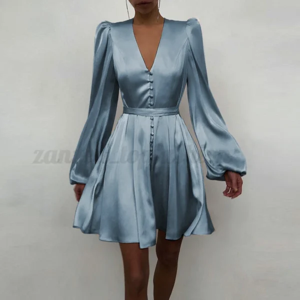 Women's cuff V-neck shirt dress - Image 3