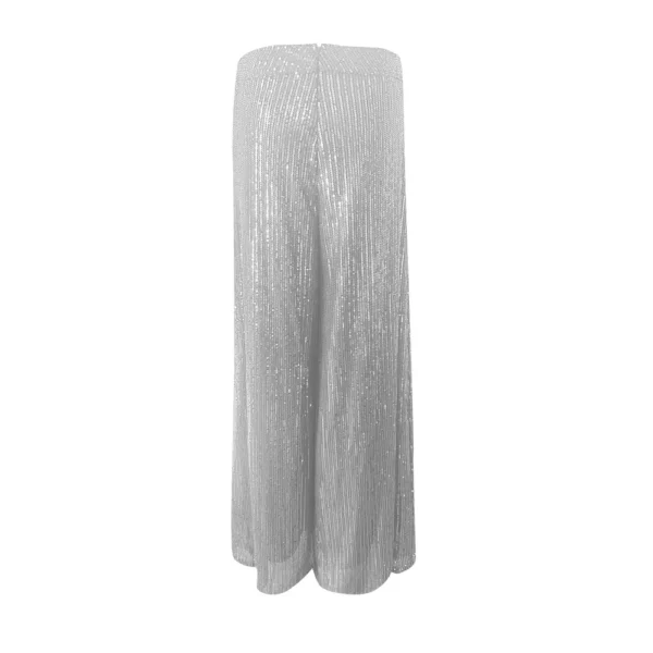 Women's Fashion Casual High Waist Thin Trousers Solid Colour Sequin Wide Leg - Image 11