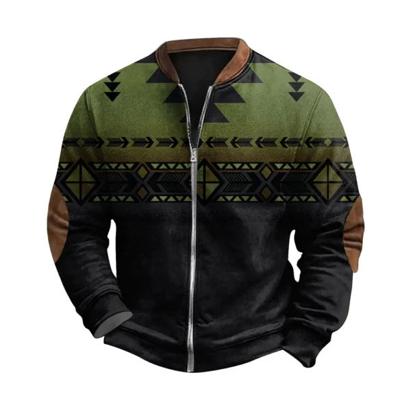 Men'S Retro Casual Sportswear With Open Zipper Sweatshirt Jacket - Image 7