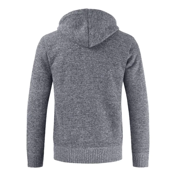 Men's Sweater With Thick Velvet Casual Knit Sweater, Fashionable Hooded Jacket - Image 11