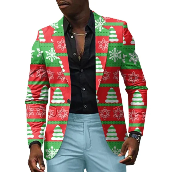Unisex Winter Christmas Prints Suit Jackets Unisex Casual Fashion Button Jackets - Image 22
