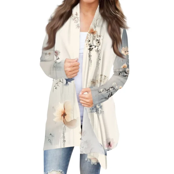 Women's Fashion Casual Vintage Floral Printed Mid-Length Cardigan Jacket - Image 22
