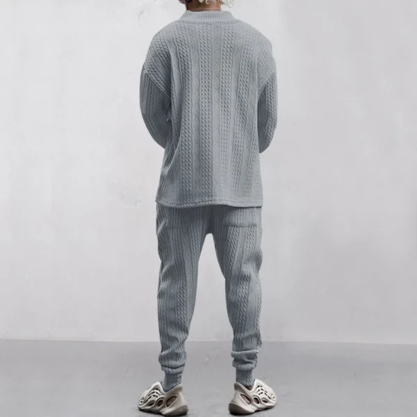 Men's casual trousers V-neck jacquard knit suit - Image 13