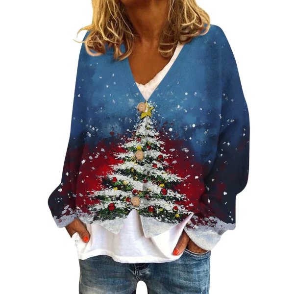 Women's Fashion Short Coat Casual Long Sleeve Printed Single Breasted Plush Top - Image 7