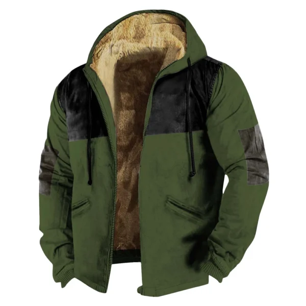 Men's Winter Print Jacket Men's Casual Trend Zipper Hooded Jacket - Image 10